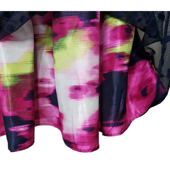 Karin Stevens Womens Sleeveless Sheer Polka Dot Overlay Multicolored Dress Sz 6 - Picture 4 of 8